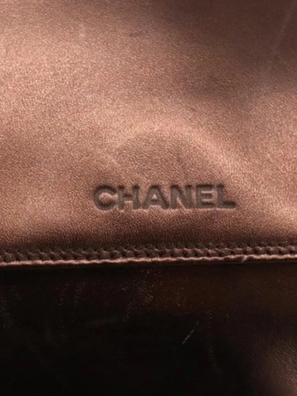 CHANEL Shoulder Bag Leather Brown CC Auth BA11861A
